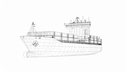 Obraz premium Freighter with a white background.