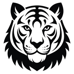 Tiger Head Vector Illustration: A powerful wild animal design perfect for tattoos, logos, or fierce wildlife art