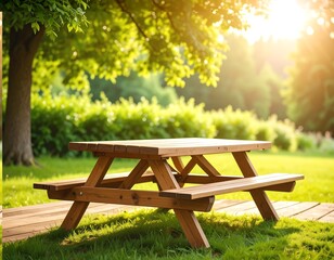 Naklejka premium Outdoor picnic table in a park