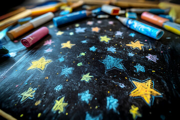 Chalkboard with Colorful Chalk
