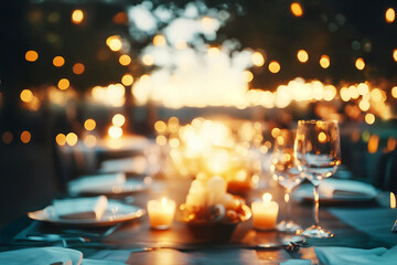 Candlelit Table, with Elegant Glassware and Fine Dining Ambiance