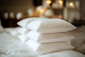 Fluffing Pillows in the Linens in an Elegant Hotel Suite