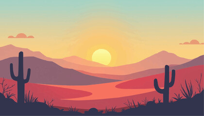 Naklejka premium Desert Landscape at Sunset