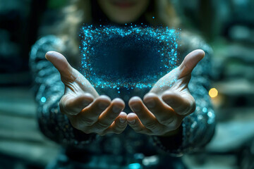 Hands Holding a Digital Hologram