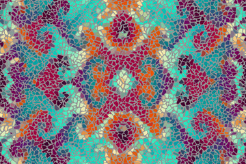 Bright abstract mosaic seamless pattern. Vector background. Endless texture. Ceramic tile fragments.