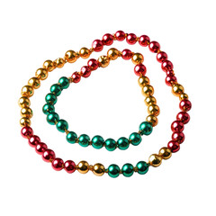 Fototapeta premium Mardi Gras Beads, Mardi Gras Beads Background. Festive Mardi Border, isolated on transparent background