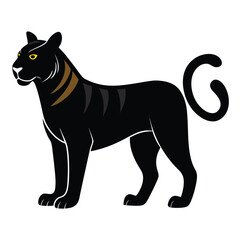 Black cat silhouette vector illustration of a wild feline mammal