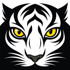 Vector illustration of a wild tiger's head, perfect for a striking logo or tattoo design