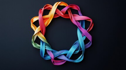 Colorful Ribbon Knots Arranged in a Circular Mandala