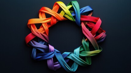 Colorful Ribbon Knots Arranged in a Circular Mandala