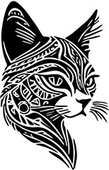 black tribal cat head tattoo