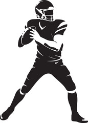 Naklejka premium American Football Silhouette – Player Action & Game Pose VectorTouchdown Football SVG – Helmet, Ball & Gridiron ClipartQuarterback Throw Silhouette – Dynamic Sports DesignRunning Back Vector – A