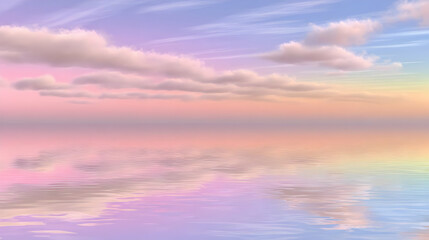 Fototapeta premium clouds floating above a liquid chrome ocean reflecting surreal skies