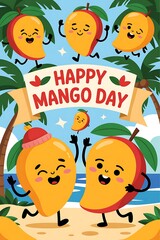 Fototapeta premium Happy Mango Day Story Beach Poster | Mango Day Story 