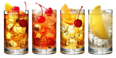 Realistic cocktails isolated on white background 4k resolution