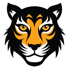 Majestic Tiger Head Illustration Fierce, Striking, and Symbolic Orange and Black Design
