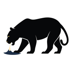 Majestic Black Panther Silhouette Powerful Feline Vector Illustration