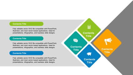 Diamond Grid Infographic Vector for PowerPoint Presentation. Fully editable vector SVG file compatible with PowerPoint, Illustrator, and most vector-based applications.