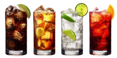 Realistic cocktail set isolated on white background 4k resolution