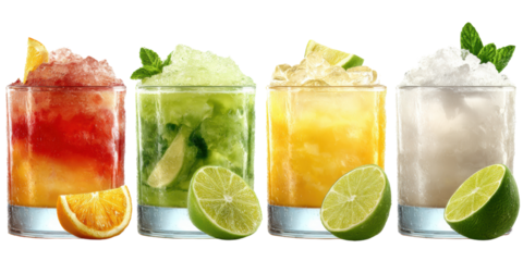 Realistic cocktail set isolated on white background clipping paths 4k resolution
