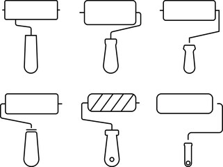 Fototapeta premium Simple Line Art Illustration of Various Paint Rollers