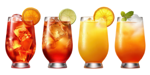 Realistic cocktails isolated on white background bright colors 4k