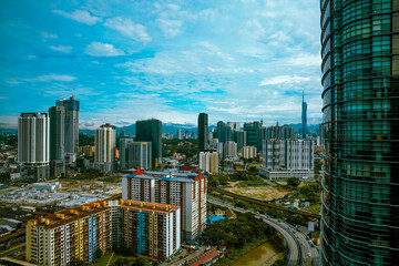 Early morning wide view of Kuala Lumpur cityscape