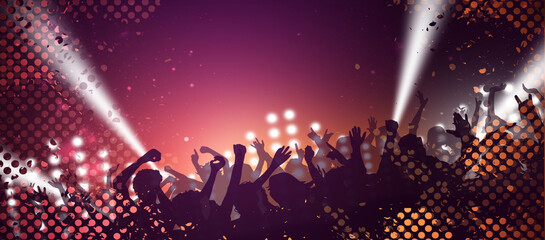 music concert disco party bright banner