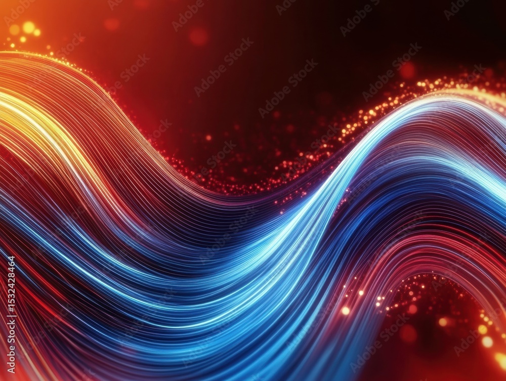 Poster colorful waves of light create a mesmerizing abstract pattern in motion