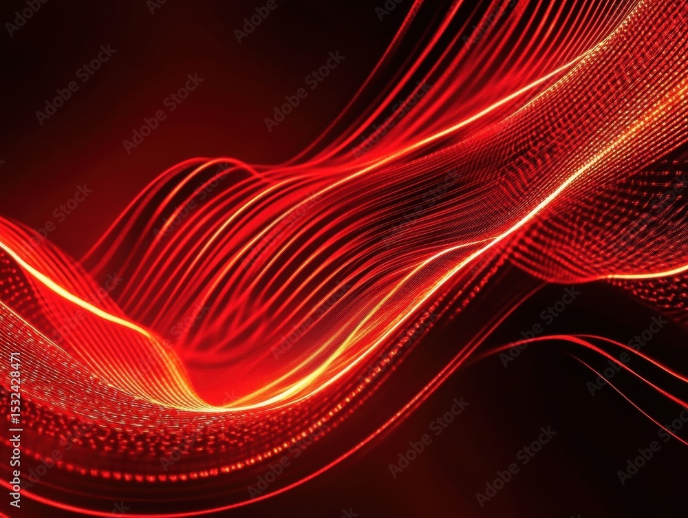 Poster vibrant red wave patterns create dynamic visual energy in dark background