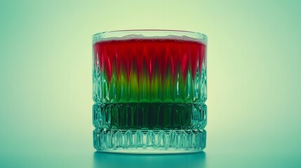 Layered Red and Green Drink in Crystal Glass