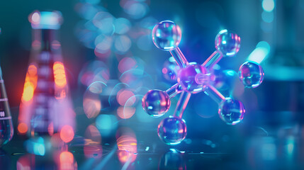 Biology Molecule Illumination, A glowing biological molecule illuminated