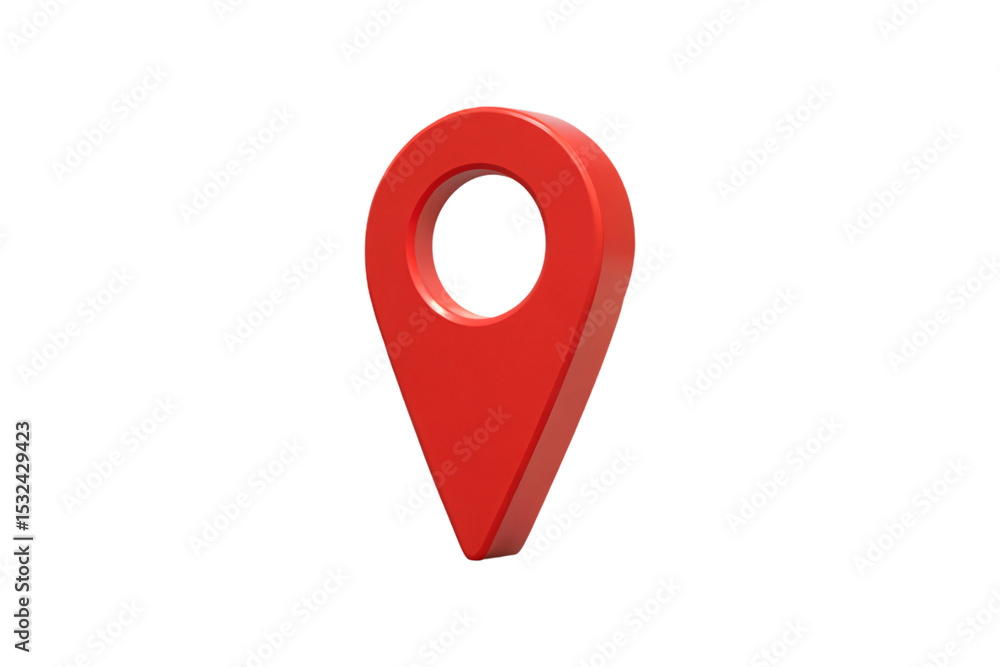 Poster single red location pin marker icon in three-dimensional style commonly used for gps navigation and 
