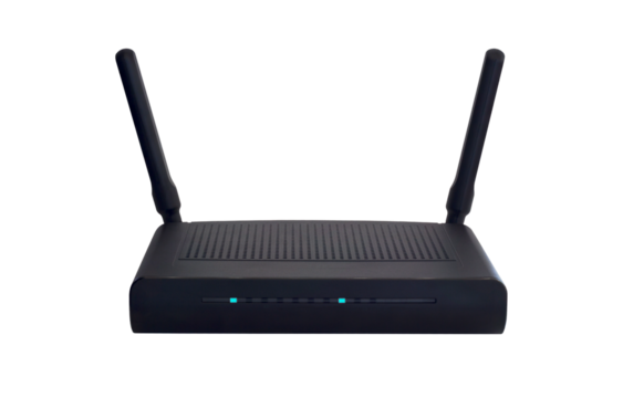 Sleek Black Wi-Fi Router with Antennas for Enhanced Home Network Coverage