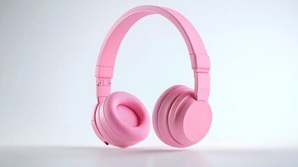 Realistic pink Wireless Headphones, Modern Audio Technology on White Background