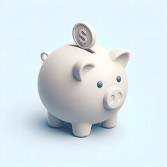 Obraz premium Pink piggy bank with a coin for savings and financial investment concept