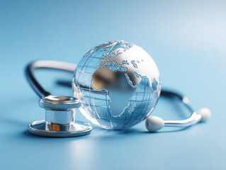 Global health concept with a stethoscope and medical globe representation