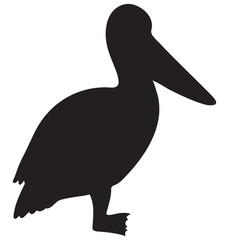 Cute cartoon hand drawn vector Pelican silhouette.