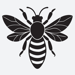 Fototapeta premium bee icon silhouette vector art illustration, black and white bee