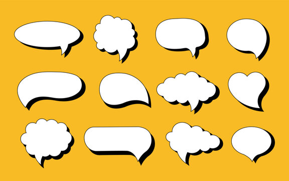 Set of speech bubbles. Comic speech bubbles for dialog, talk, and chat. Idea, quote or fun dialogue frame.