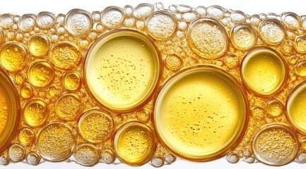 Golden Bubbles Float Gently on Clear Water Surface