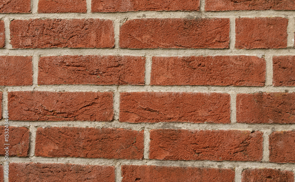 Poster High-resolution image of a red brick wall, perfect for backgrounds or textures.  Ideal for construction, architecture, and design projects.