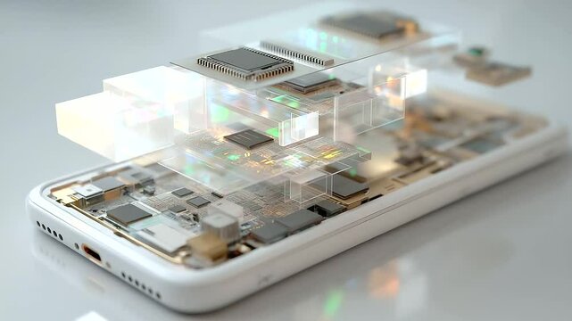 3D Exploded View of Smartphone Components and Layers