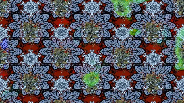 Motion footage background with colorful elements. Flowers. Vintage. Flag style. Video. Template. Loop. Seamless. 