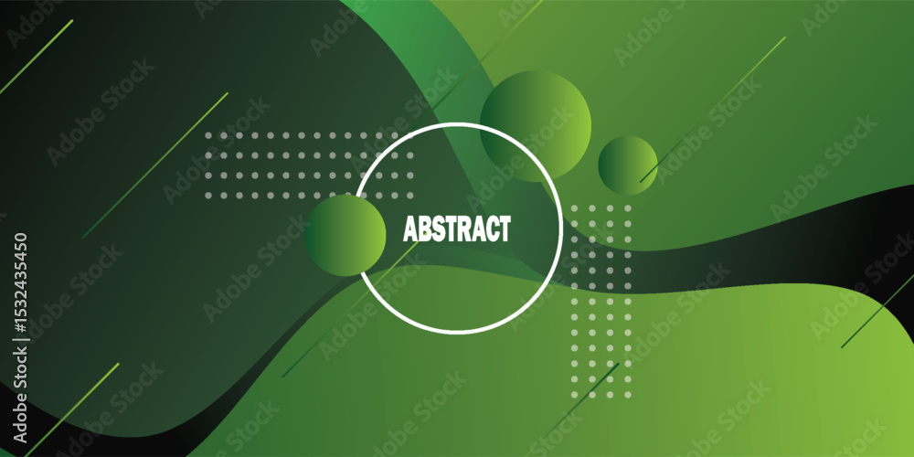 Poster modern dynamic simple abstract dark background with green color wavy design and circle pattern. eps1