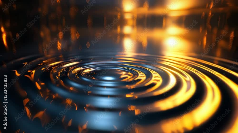 Poster golden light reflects off calming water ripples, creating a mesmerizing and tranquil abstract scene.