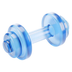 Transparent Blue Glass Dumbbell 3D Render Fitness Gym Workout Exercise Sport