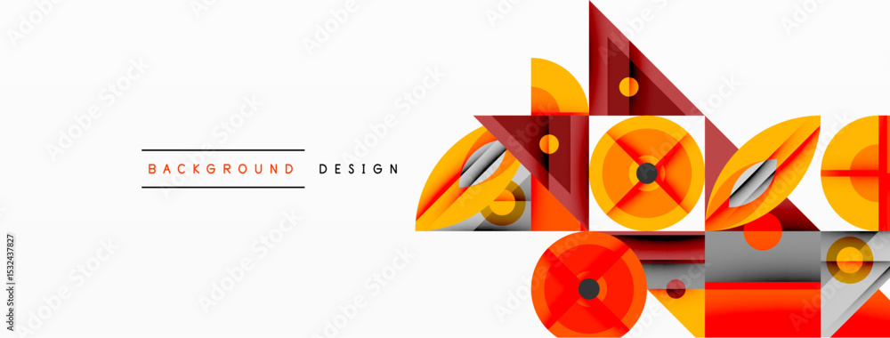 Aufkleber Abstract geometric shapes, orange, gray, black. Modern design elements overlap, creating dynamic composition. Minimalist style, clean lines.
