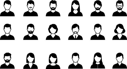 User icon vector set. Profile and people silhouette collection
