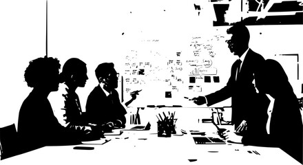 teamwork concept with the executives of a company who discuss the strategy to be taken and seek solutions during brainstorming.
